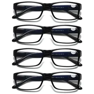4 Count Mens Unisex Blue Light Blocking Reading Glasses Black Spring Hinge Readers Clear