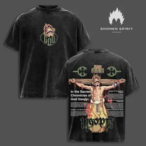 God Usopp Washed  Tee – Double-Sided Print One Piece Shirt  Vintage Streetwear Unisex T-Shirt  Heavyweight Cotton Anime Manga Tee  Gift for Anime Fans