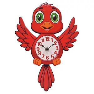 Cardinal Red Bird Pendulum Wall Clock 12 Inch Battery Operated Nature Inspired Home Decor