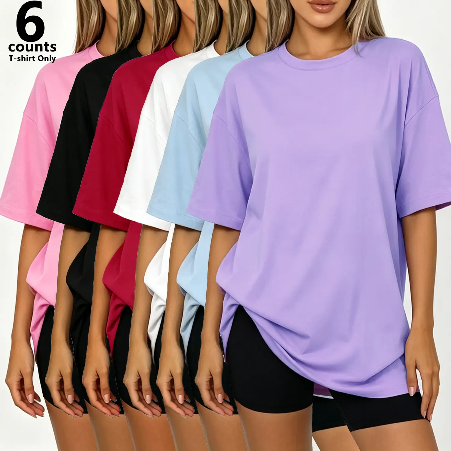 【Limited time deal】【Fast Shipping】Womens Oversized CC-Peach All Seasons Polyester T-Shirts Plus Size Short Sleeves Workout Tops(T-shirt only)
