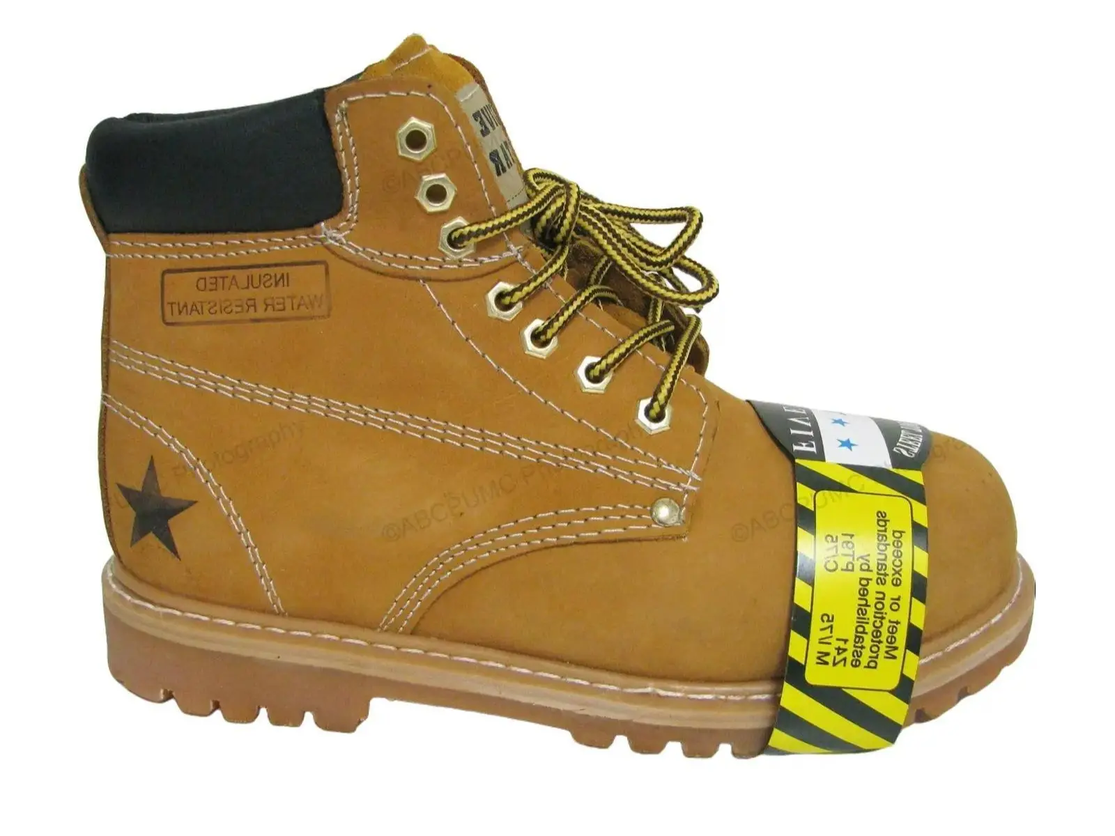 Men's Steel Toe Work Boots Tan Nubuck Leather Ankle Slip /Oil Resistant