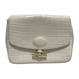 Pre-owned Longchamp Calfskin Shoulder Bags Roseau Croco Embossed Leather Shoulder Bag
