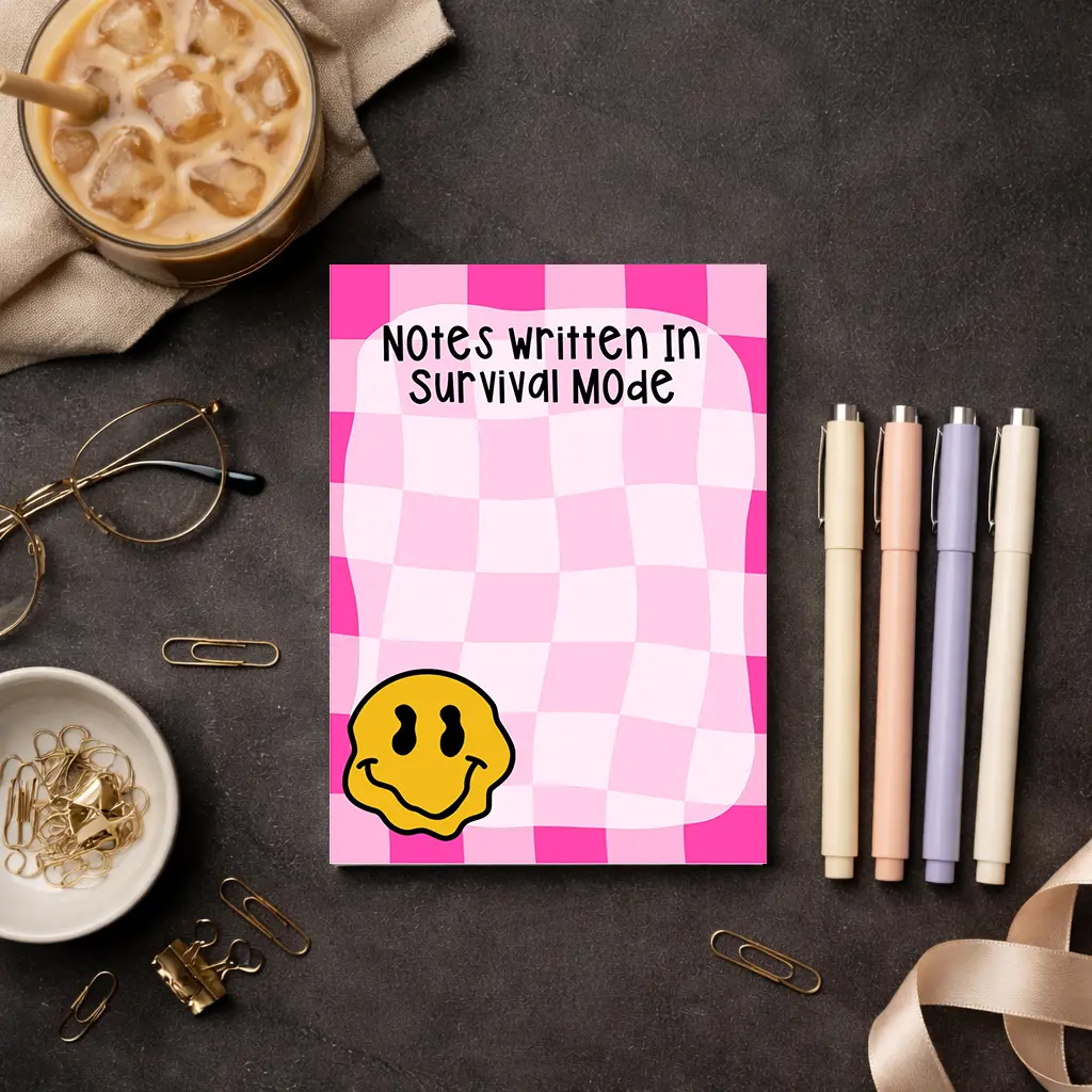 Notes Written in Survival Mode Funny Notepad | 5x7 Tear-Off Pad (50 Sheets)