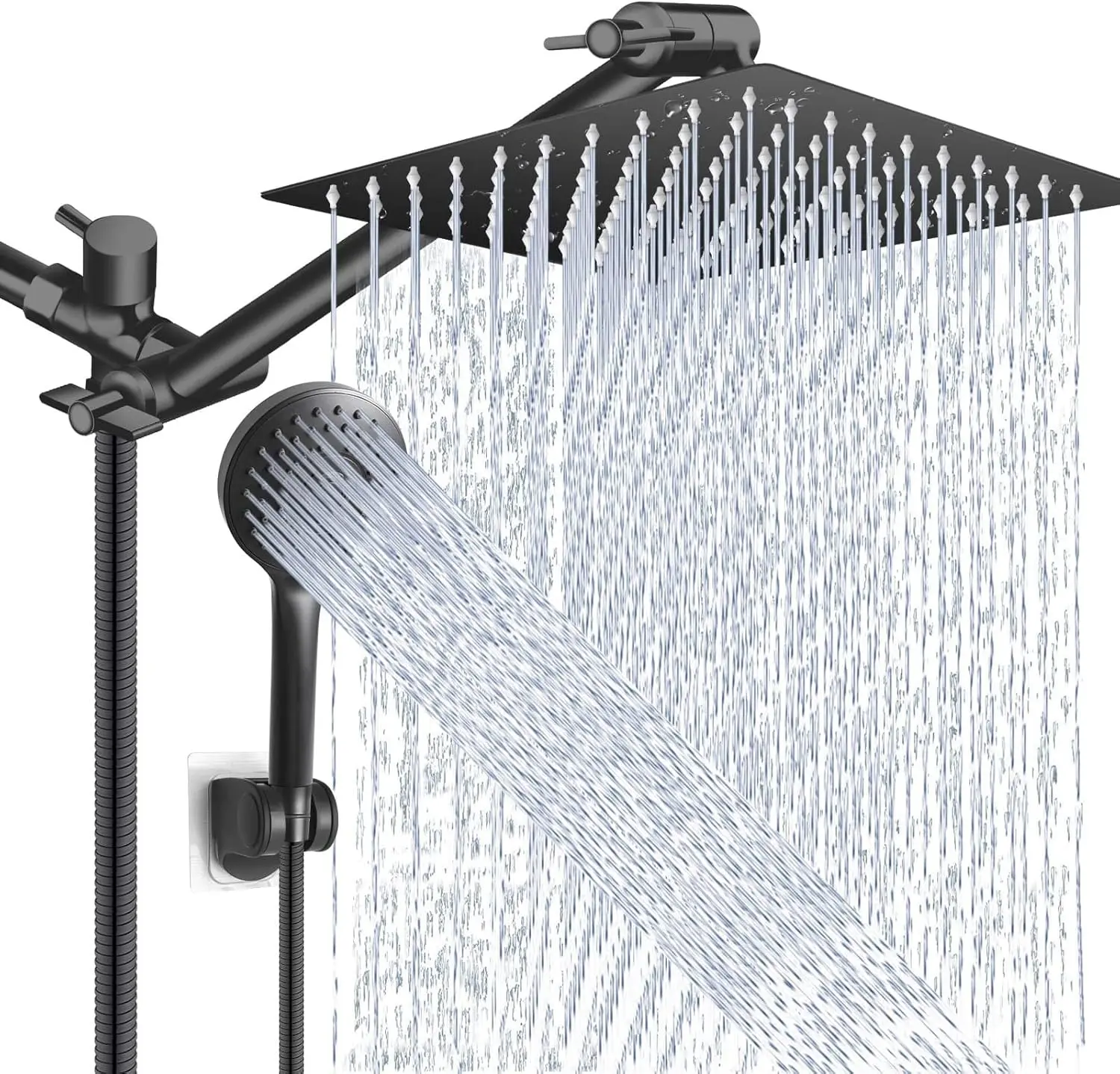 8/10/12 Inch High-Pressure Shower System | 5 Modes + Handheld Combo | 11" Extension Arm | 78" Leakproof Hose | Modern Bathroom Upgrade