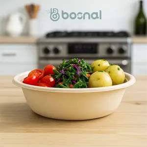 Bosnal - Sugarcane Bagasse Compostable Bowls, 32 Oz, Round