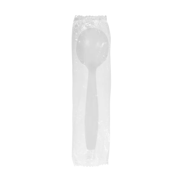 [1,000 ct] PS Plastic Heavy Weight Soup Spoons Wrapped, White