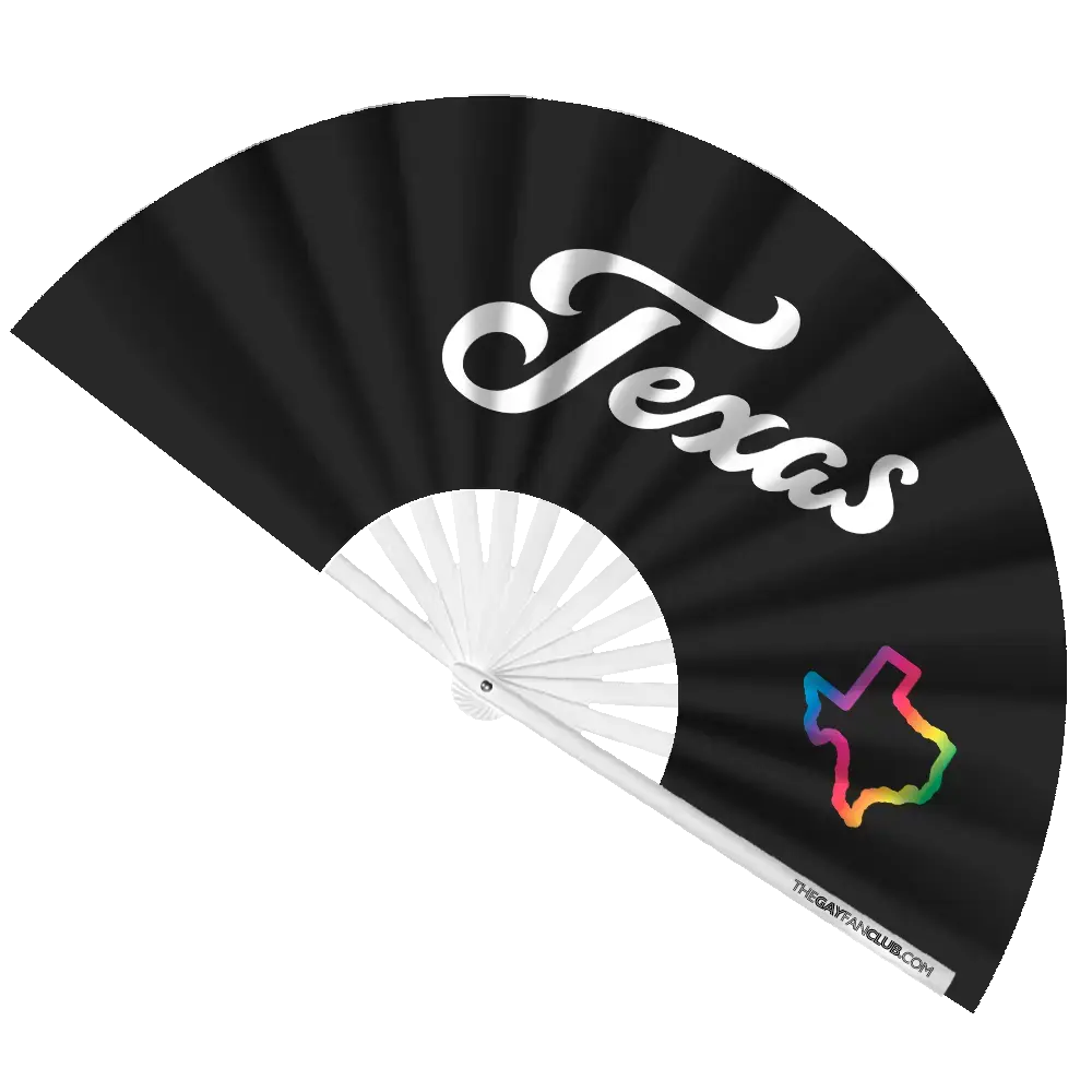 Pride Texas Fan - Rainbow Bamboo Folding Clack Fan