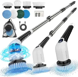 9 in 1 Electric Spin Scrubber with Interchangeable Brushes IPX7 Waterproof for Deep Cleaning Versatile Home Cleaning Tool with Extendable Handle