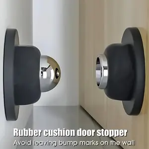 Door Stopper - No Drilling Required, Shockproof and Weather-Resistant, Floor-Mounted Soft Rubber Magnetic Door Stop