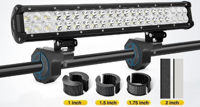 Nilight 90020B 2 Pack Mounting Bracket Kit LED Off Road Light Horizontal Bar Tube Clamp Roof Roll Cage Holder, 2 Years Warranty,Black
