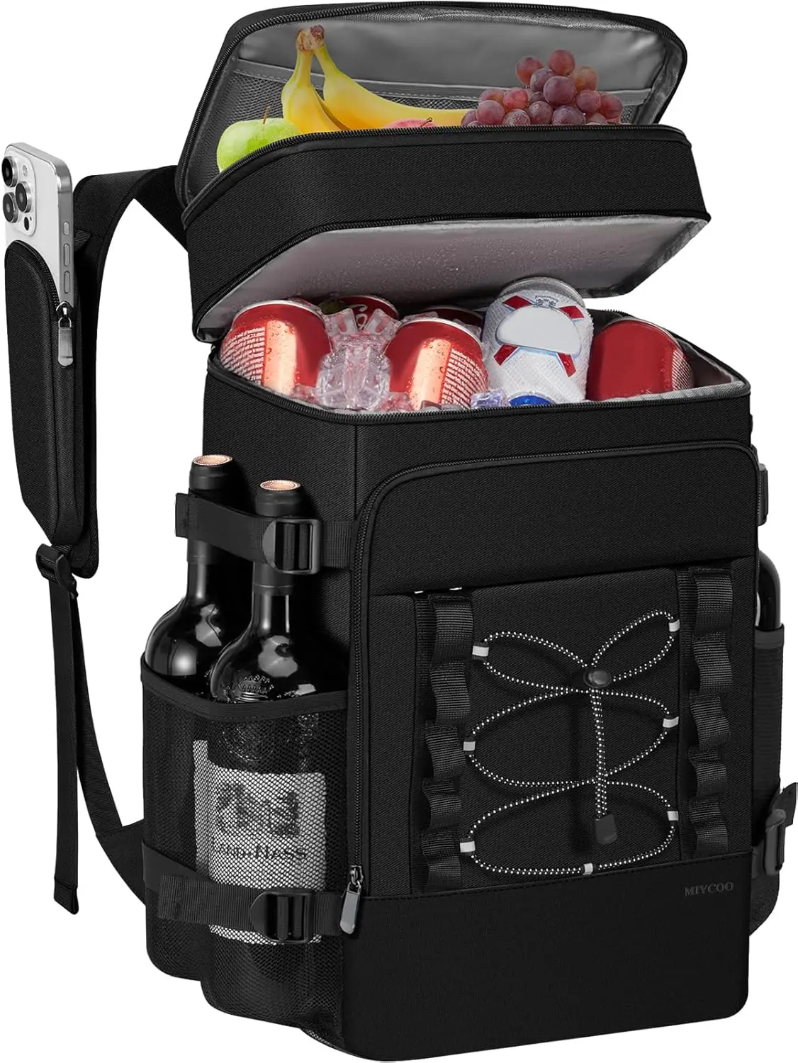 Polyester Insulated Leakproof Cooler Backpack, High-Capacity Portable Beverage Cooler, 2-Compartment Zip Closure, 40-Can Hold, Bottle Straps, Bottle Opener, Lightweight for Beach, BBQs, Work Lunch (For Adults), Personal Cooler, Universal Can Cooler