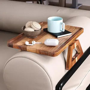 Wood Couch Arm Tray,Folding Sofa Armrest Tray,Couch Arm Table Clip-On Couch Desk for Drinks, Snacks,Phone,Remote Control