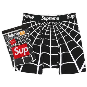 Supreme Hanes Spider-Man Boxer Briefs (2 Pack) Black Men's 100% Authentic Comfortable Everyday Wear Gym Casual Soft Cotton All Sales Final