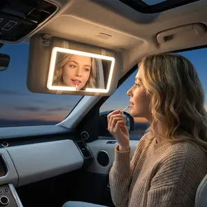 Car Sun Visor Vanity Mirror, 3 Light Modes & 60 LEDs, Rechargeable Dimmable Touch Screen Travel Makeup Mirror,Universal for Truck SUV-Car Accessories Essentials for Women（White