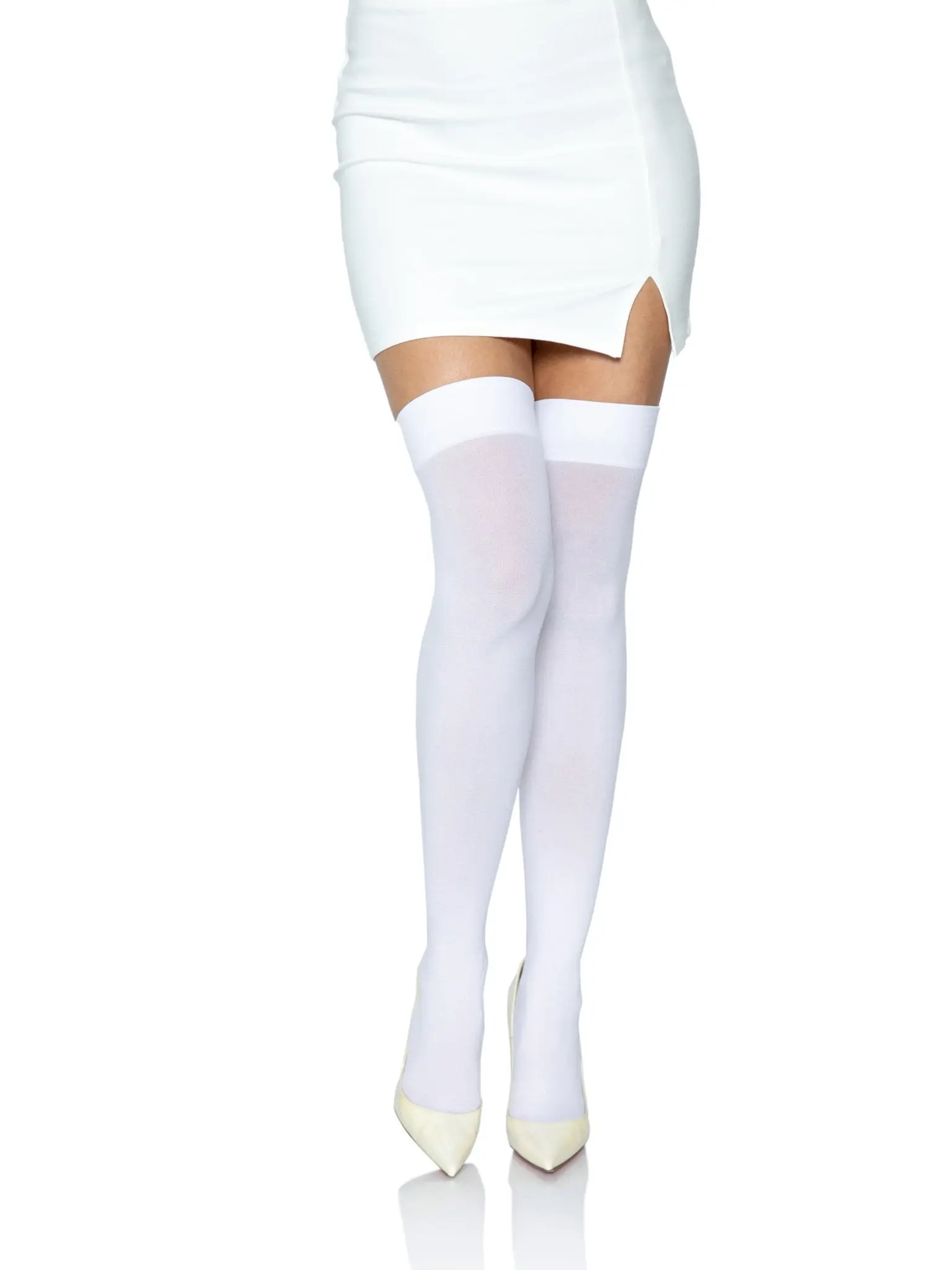 Women's Classic Thigh High Stockings - Solid Opaque 70D Hosiery, Ultra Soft and Comfortable with a Snug Fit, Woven, Thigh Highs, Pantyhose, Sexy Lingerie, Bold, Neutral, Everyday, Lady, Form-Fitting, Solid Colors, Fabric, Drip Dry, Durable, Basic, Glam, A