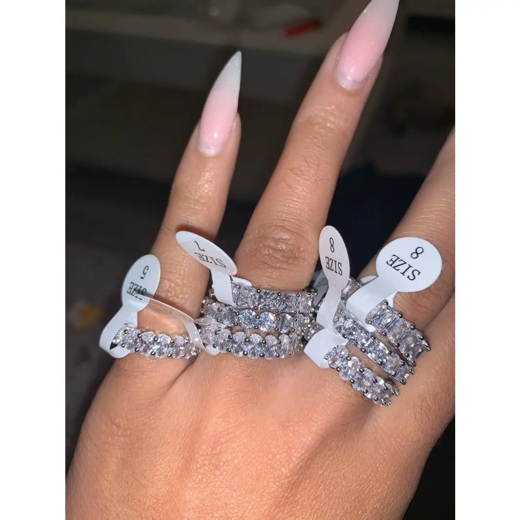 9 Styles Handmade Promise Band ring 925 Sterling silver AAAAA cz Engagement Wedding Band Rings for women men Fashion Jewelry
