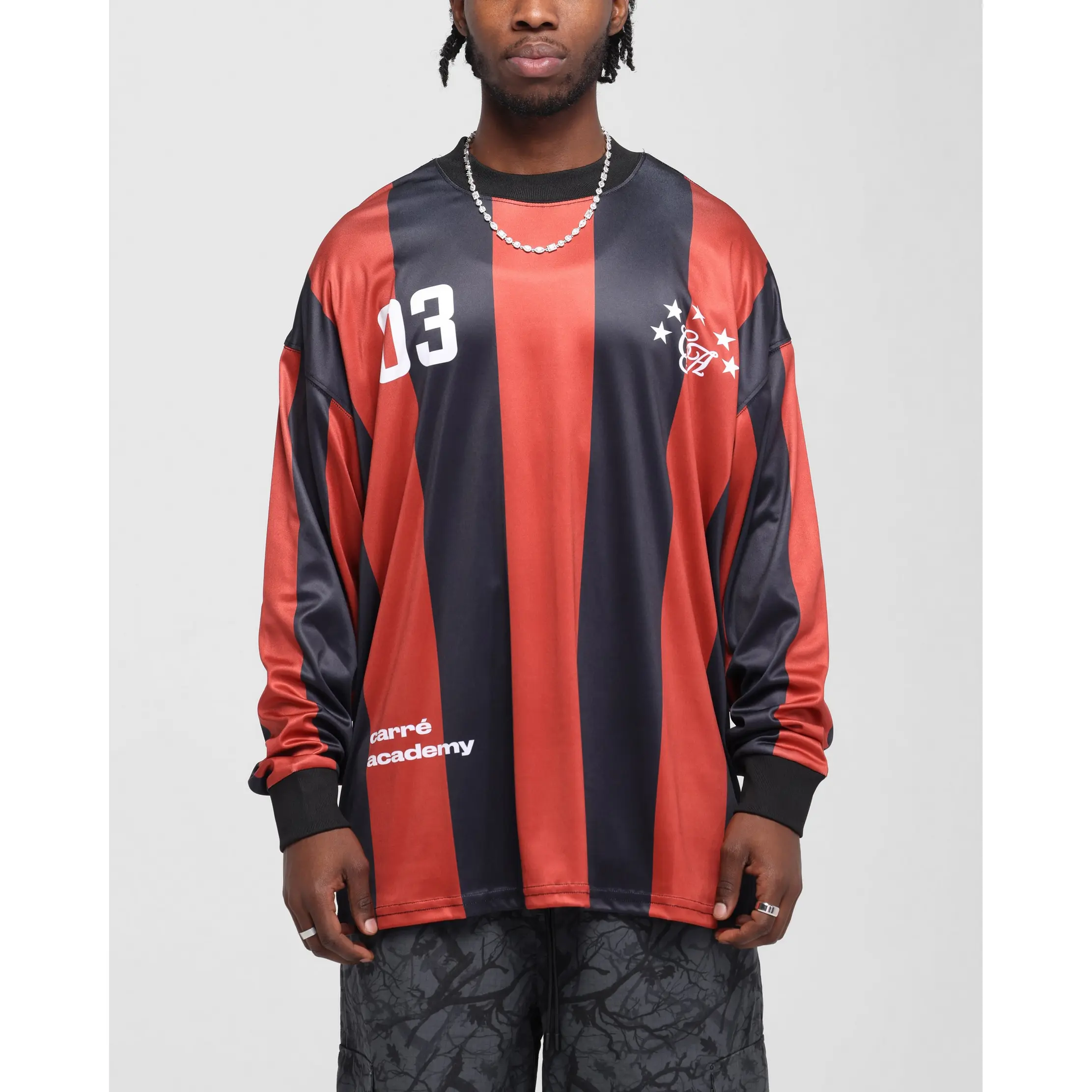 Carre Academy Oversized Long Sleeve T-Shirt Red/Black