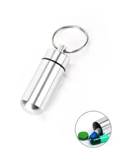 1 Piece Multifunctional Aluminum Alloy Keychain, Portable Compact Organization Waterproof Safeguard Container for Storage Vitamins, Drugs and Other Stuff for Travel, All-match Fashion Key Accessories for Daily Wear, Daily Essential, Keychain for Bags