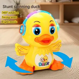 Kids Toddler Electric Dancing Duck Robot Toy, Light-Up Music Acrobatic Crawling Walking Toy, Cute Preschool Educational Musical Toy for Boys Girls Baby, Holiday Birthday Gift