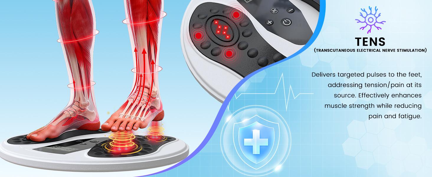 EMS Foot Massager with Infrared Therapy for Neuropathy, Foot Circulation Stimulator for Pain Relief, 10 Modes & 20 Strengths for Plantar Fasciitis, Swelling, Cramps, RLS