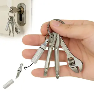 4-in-1 Mini Multitool Keychain, Portable EDC Pocket Tool Set with Mini Screwdriver, Keychain Wrench, Letter Opener & Pry Tool for Camping, Bicycle Motorcycle Repair, Home Maintenance & Outdoor Use