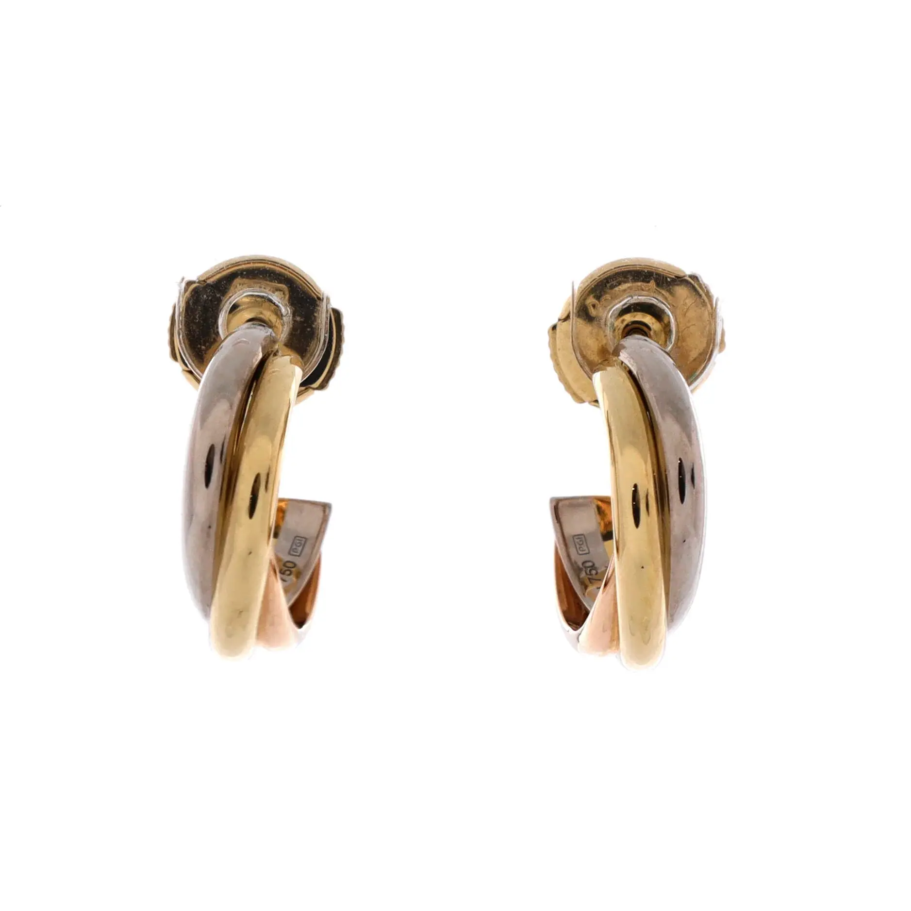 Pre-owned Cartier Trinity Hoop Earrings 18K Tricolor Gold 13mm by Rebag