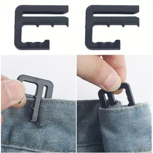 10pcs Adjustable Waistband Button Set -Detachable Jeans Waist Tightener, No-Sew Instant Button for Denim Skirts Pants, Plastic - Black
