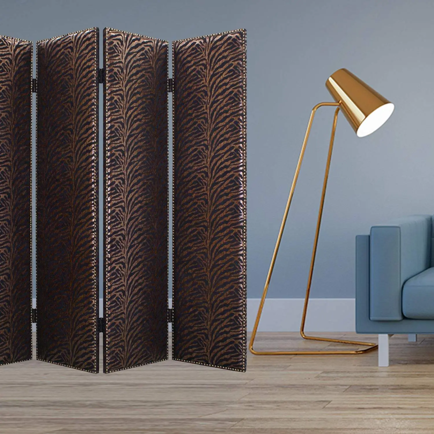 Bronze Wood & Fabric Room Divider