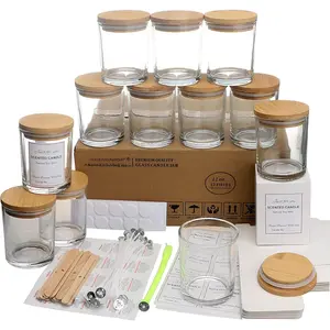 12 Pack 12 OZ Clear Glass Candle Jars with  and Candle Making Kits - Bulk Empty Candle Jars for Making Candles - ,  Containers.
