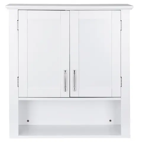 Segawe White Waterproof Wall-Mount Bathroom Cabinet - Double Doors, 3 Organizer Shelves, Narrow Lockable Design, Durable MDF, Humidity-Resistant, Quick & Simple Assembly Required, 58x20x61cm Modern Organizer Set Bathroom Furniture, Space-Saving Clean Look