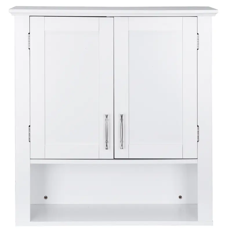 Segawe White Waterproof Wall-Mount Bathroom Cabinet - Double Doors, 3 Organizer Shelves, Narrow Lockable Design, Durable MDF, Humidity-Resistant, Quick & Simple Assembly Required, 58x20x61cm Modern Organizer Set Bathroom Furniture, Space-Saving Clean Look