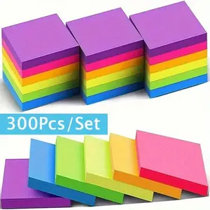 [Bright Sticky Notes] 6pcs Bright Fluorescent Sticky Notes | 300 Sheets, Various Colors For Students And Office Use, Cute Sticky Notes Colored Notebook Paper, Sticker Notes For Family Messages, Reminder Messages