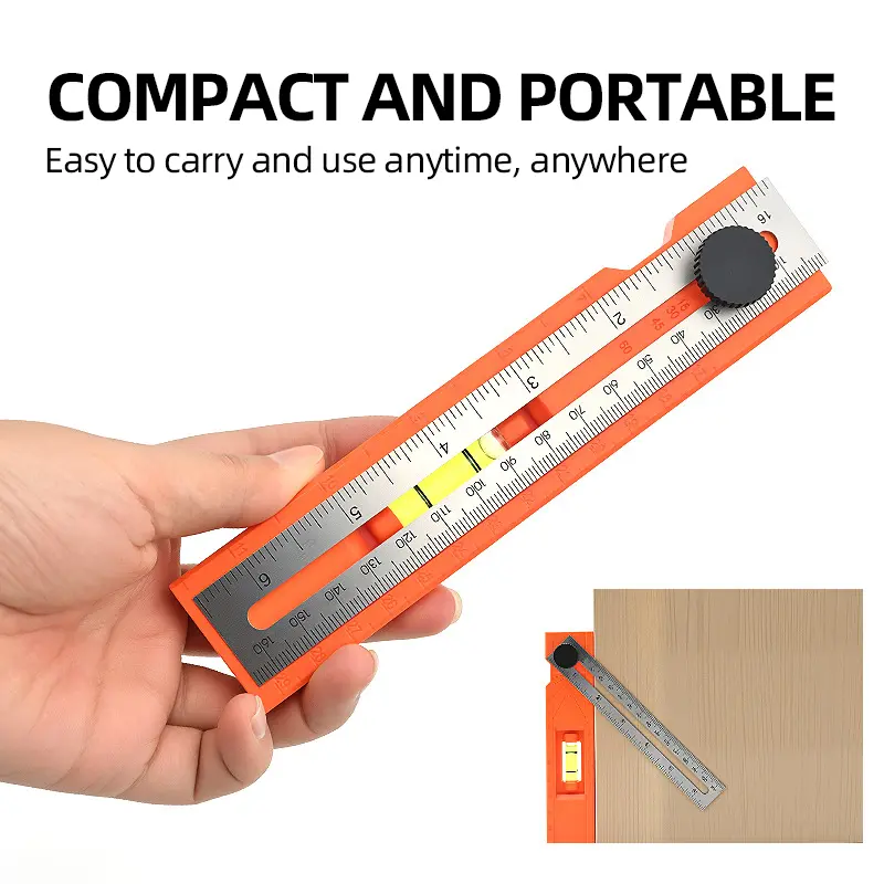 Multifunctional Lock Hole Installation Ruler, Foldable Portable Marking Ruler for Woodworkers, Horizontal Markbase with Scale Woodworking Measuring Tool, Folding Ruler