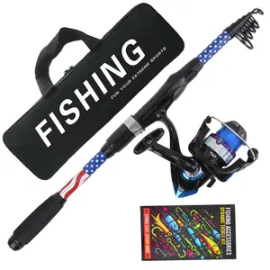 American Style Telescopic Fishing Rod Set, Includes Spinning Reel Accessories, Ultra-Light Compact Storage, Non-Slip Handle, Family Camping Gear, Fishing Rod And Reel Combo