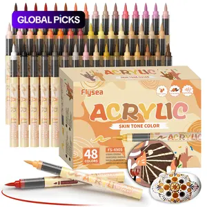 Liquid Soft Tip Acrylic Paint Markers, Art Supplies, 12/24/36/48 Colors, Macaron Skin Tone, Student Use, Non-Translucent, Stackable Watercolor Pens #GLOBAL PICKS