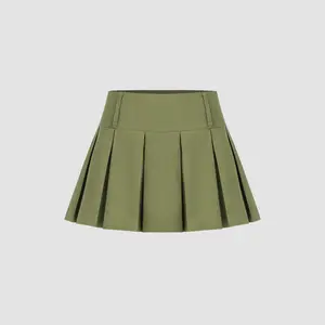 Women's Low-Rise Pleated Solid Mini Skort, Sizes 2-10