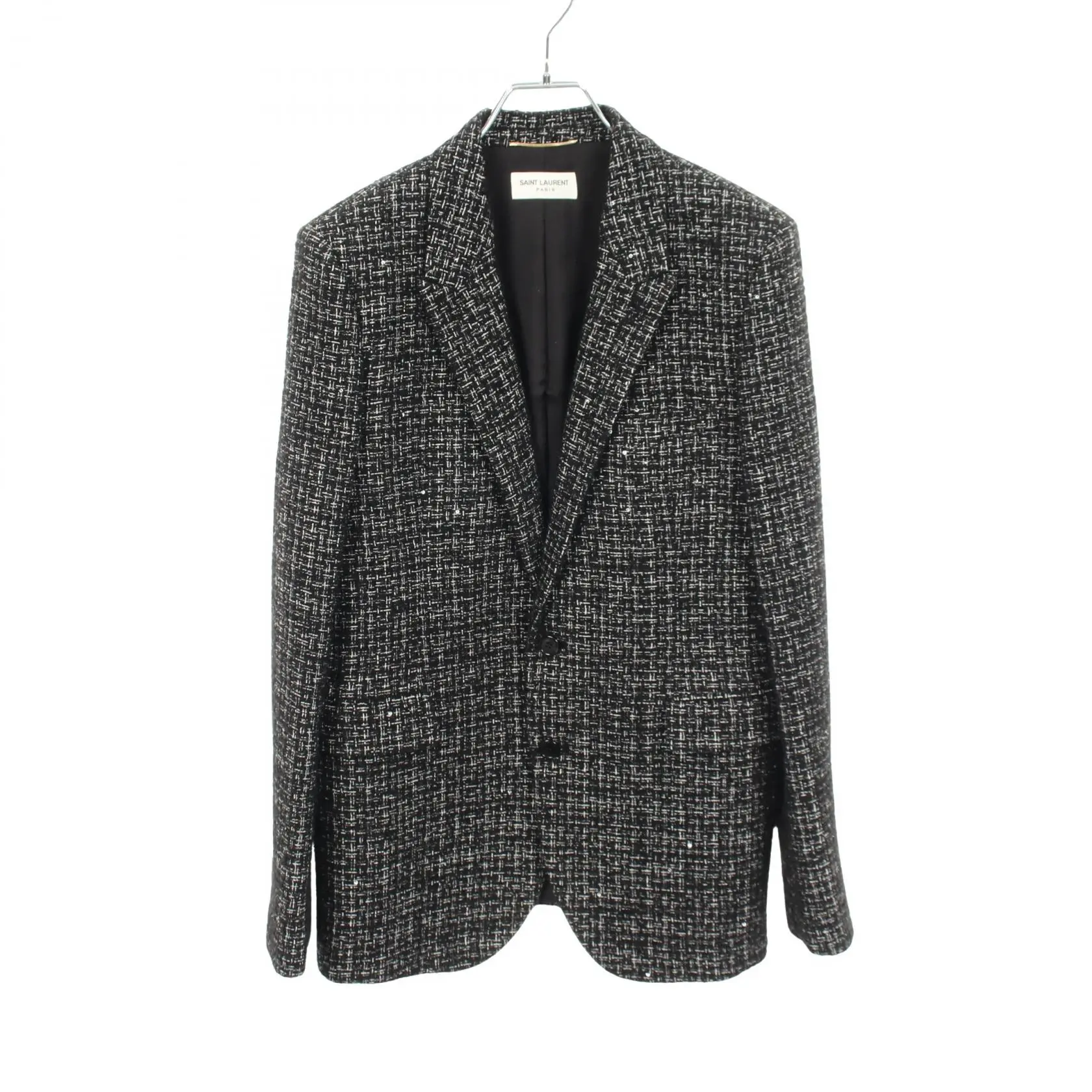 Pre-owned Yves Saint Laurent Polyester Small Leather Goods Saint Laurent Paris Tweed Sequin Jacket