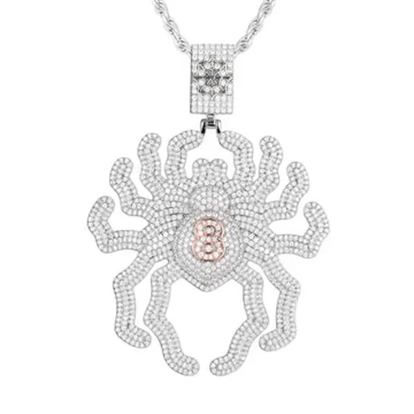 UCCIYO Spider Pendant P455 S925 Sterling Silver Insect Pendant Necklace Exquisite Pendant Suitable for Men and Women Hip Hop Jewelry Gifts summerwins【#P455】