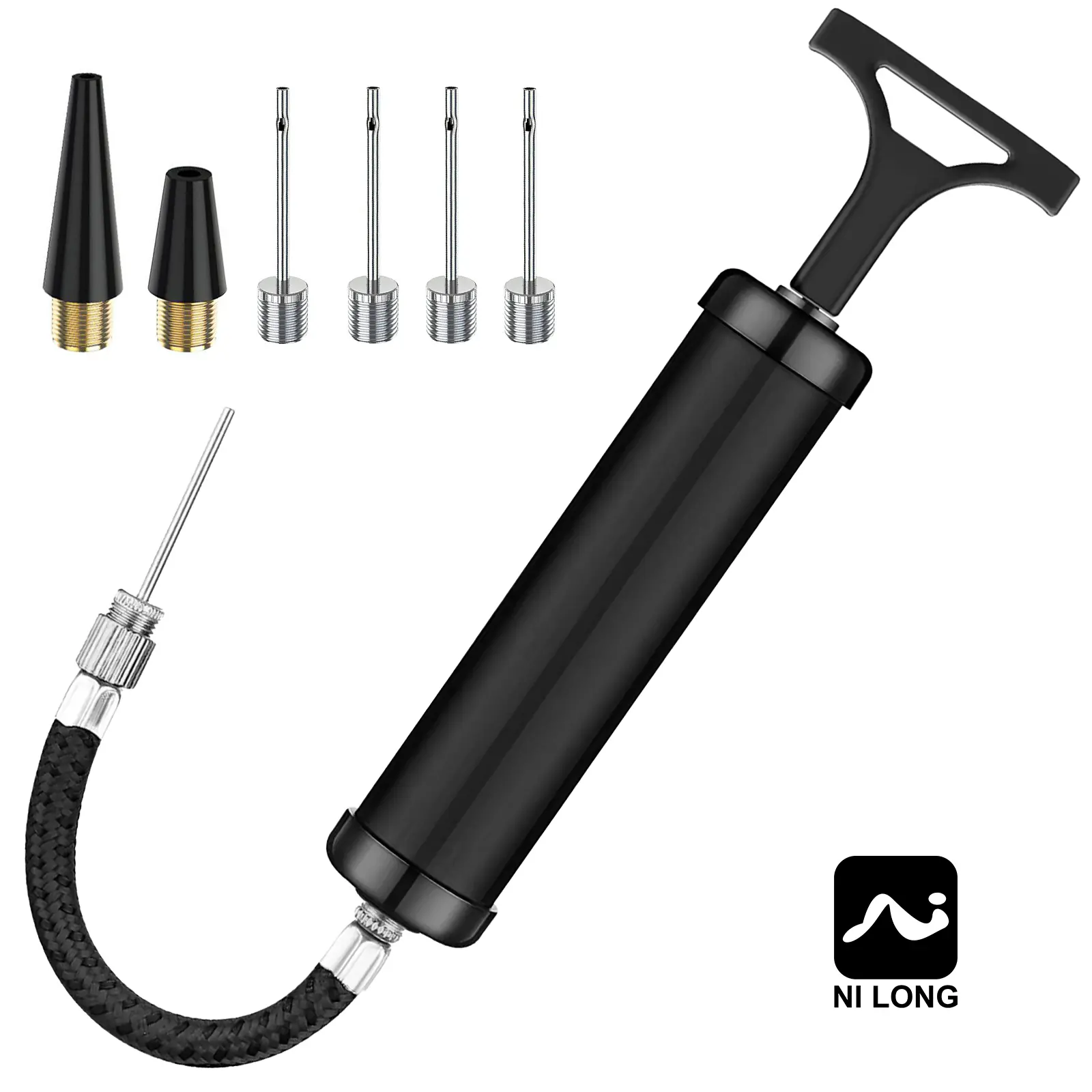Sports Pumps with Needle Nozzle Extension Hoses Basketball Inflator Push & Pulls Inflating Systems Easy to Use Portabl Basketball Equipment