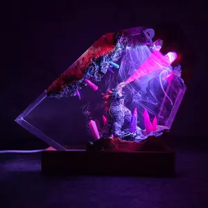Handcrafted Epoxy Resin King Monster God.zilla Figurines Diorama with Atomic Breath Effect - Premium Desktop Ornament Gift Collectible
