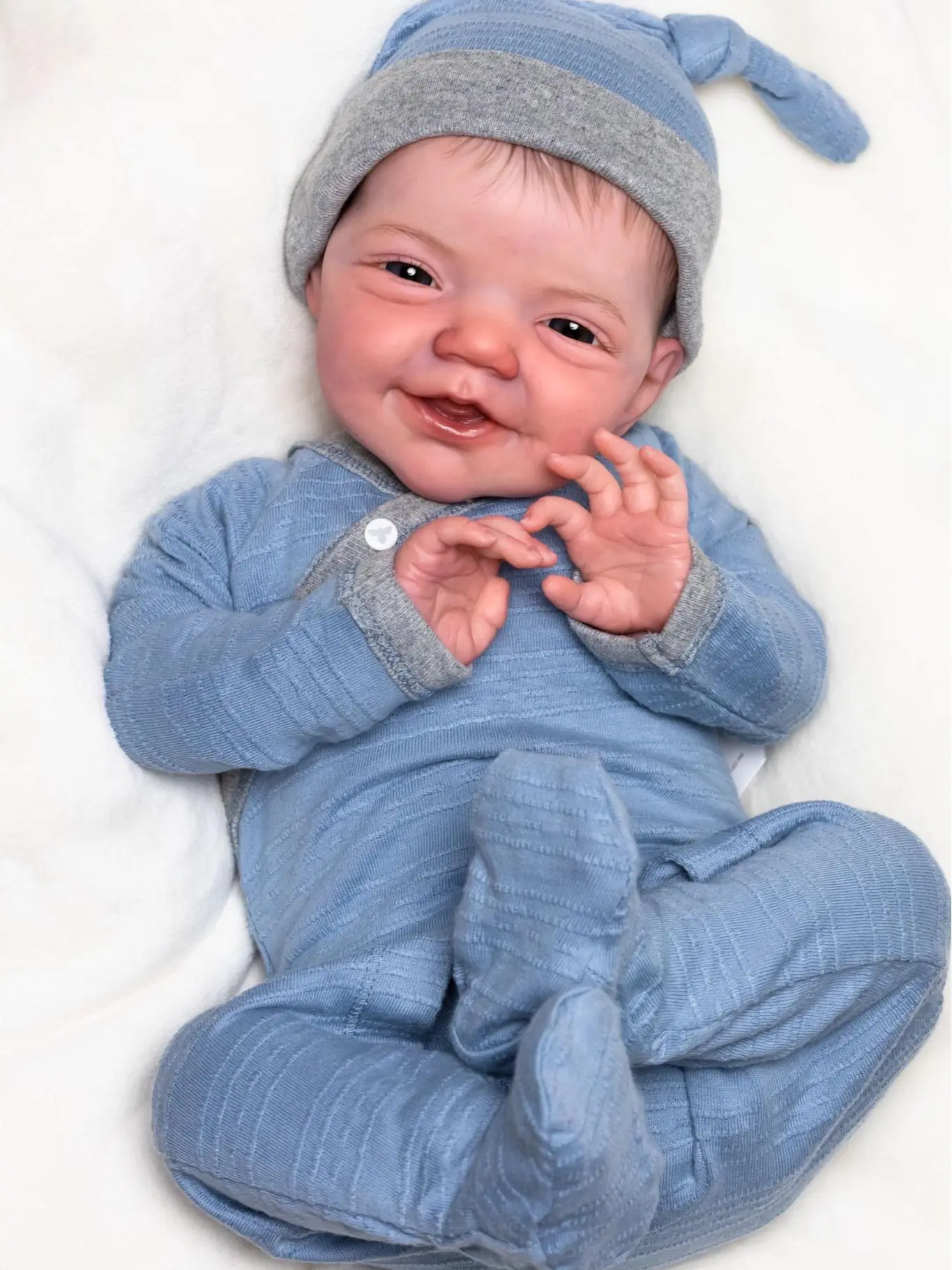 20-Inch Unisex Reborn Baby Doll - Full Body Vinyl Collectible, Lifelike Newborn Toy with Hand-Rooted Painted Hair, Washable, Blushing Decorative Kids' Toy, Vinyl Dolls, Collectibles