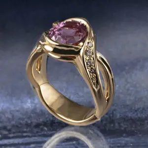 Elegant Twist-patterned Stacked Ring, Purple Synthetic Zirconia Retro Style, Perfect for Engagement Anniversary Party, A Christmas Gift for Her. High-quality Golden Lady's Ring