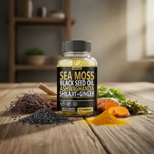 Velulaz Sea Moss Gummies with Black Seed Oil Ashwagandha Ginger Capsules - 90 Vegan Gummies for Natural Health Support with Black Pepper Apple Cider Vinegar Elderberry  Supplement 17.590MG, Dietary, Supplement, Fitness, Edible sea moss capsule