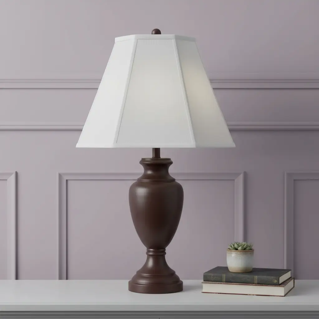 HomeRoots 654730 Traditional Empire Linen Lamp Shade, 7x14x11 in White with Piped Detail, Spider Mount, Easy to Install, Covers Bulb, Diffuse Light Indoor Accessory for Various Lamp Bases, 10.50x14x14 in, All Ages Use