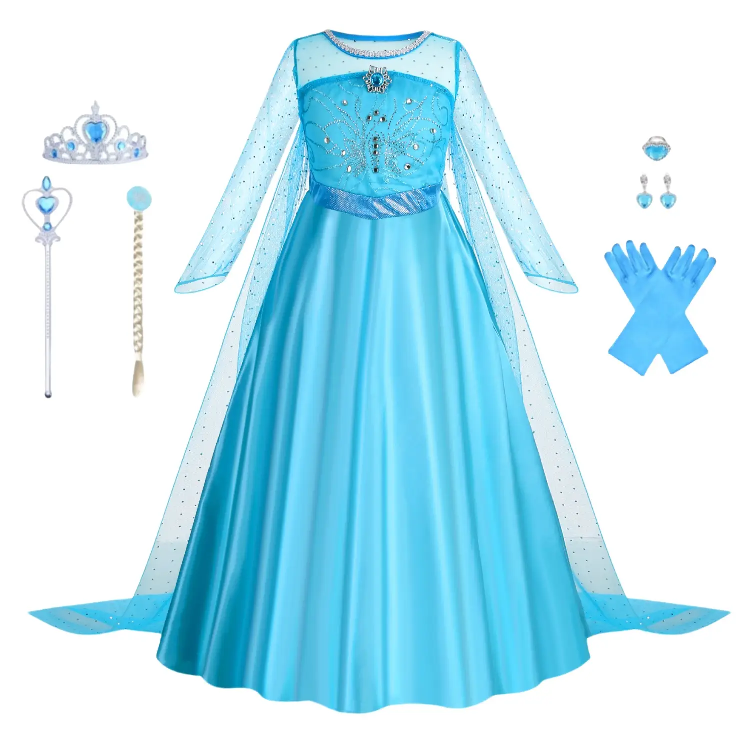 Princess Elsa Costume Dress for Kids - Perfect for Birthdays and Dress-Up Fun Carnival Halloween