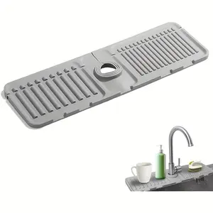Kitchen and Bathroom Silicone Drain Mat, Faucet Pad, Splash Pad, Splash Guard, Durable Silicone Material, Waterproof Kitchen Sink Mat, Easy Clean Design