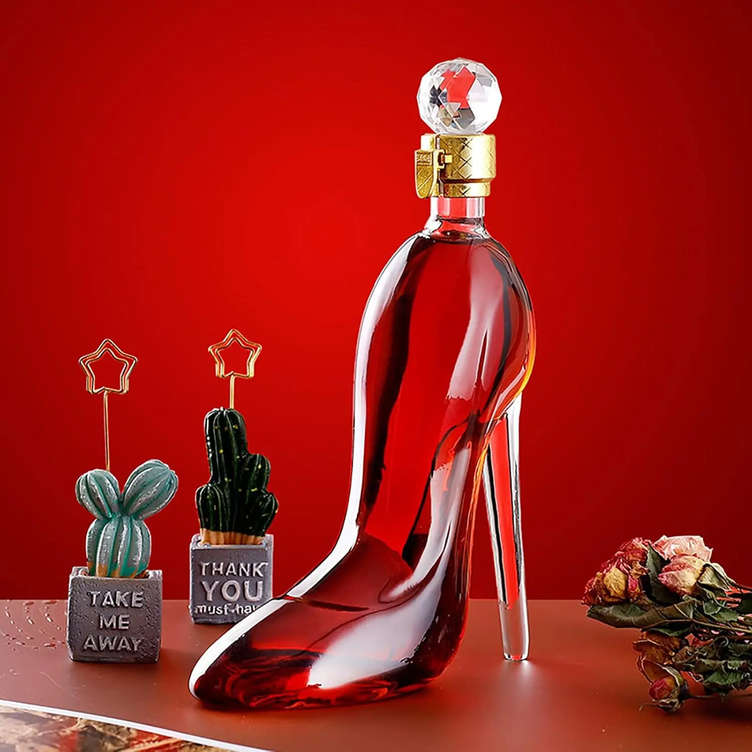 Elegant High Heels Whiskey Wine Decanter with Stopper, Liquor Decanter Set, Unique Design for Liquor, Bourbon, Tequila, Perfect Gift for Women