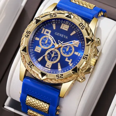 Men's Trendy Sport Quartz Analog Wristwatch, Silicone Strap, Casual All-Season Design, Perfect for Daily Wear, Comfortable & Durable, Analog Watches