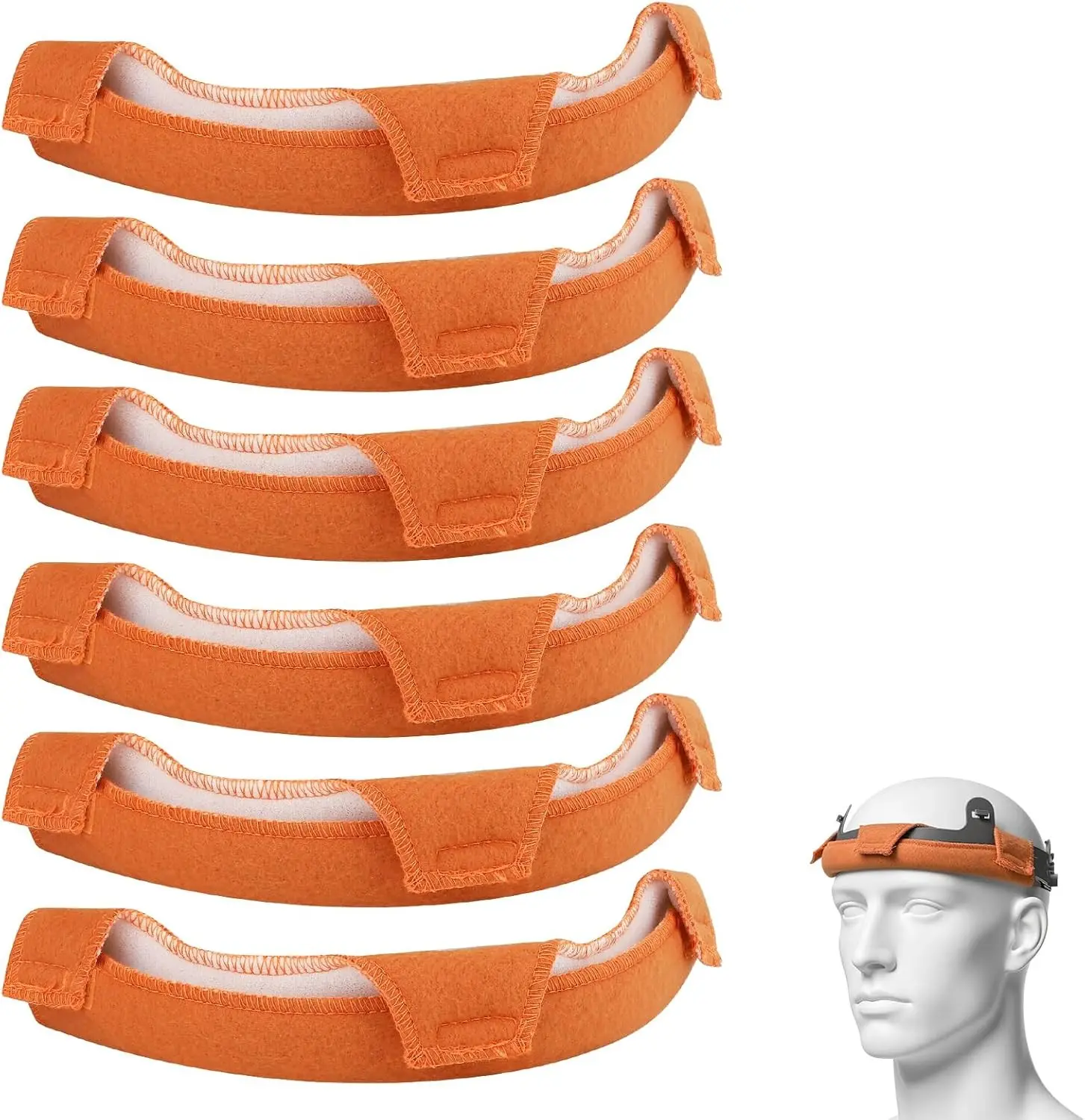 6 PCS Hard Hat Liner Sweatband, Washable Reusable Flame Retardant Cotton Sweatband for Chainsaw Helmet, Hard Hat Liner Replacement, Welding Helmet