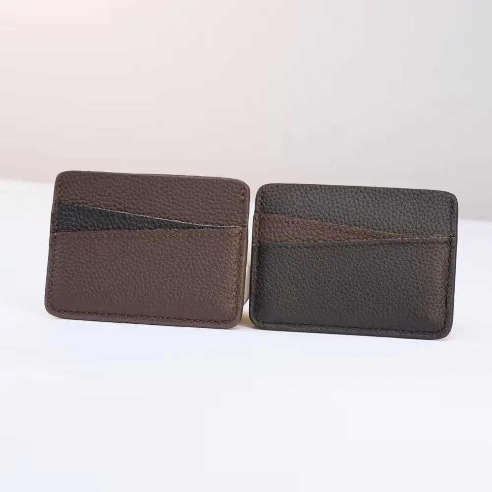 Hand-Stitched Full Grain Genuine Leather Card Holder, Slim Minimalist Pocket Credit Card Wallet 4 Classic Colors Available